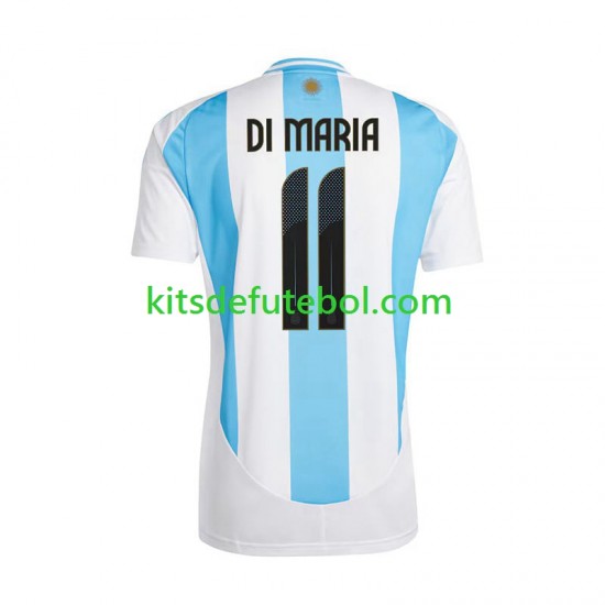 Camisola Seleção da Argentina Di Maria 11 Copa America Homem Equipamento principal 2024 Mangas Curtas