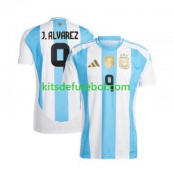 Camisola Seleção da Argentina Julian Alvarez 9 Copa America Homem Equipamento principal 2024 Mangas Curtas