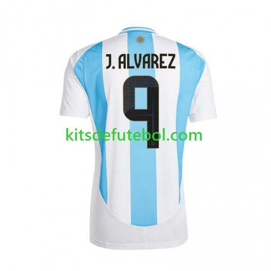 Camisola Seleção da Argentina Julian Alvarez 9 Copa America Homem Equipamento principal 2024 Mangas Curtas