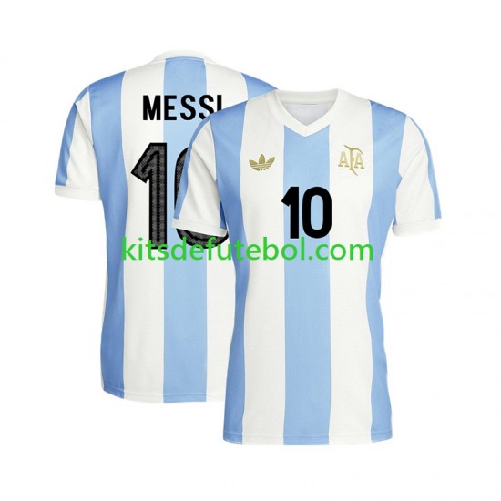 Camisola Seleção da Argentina Lionel Messi 10 50 Anniversary Homem Equipamento principal Mangas Curtas