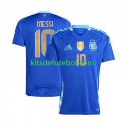 Camisola Seleção da Argentina Lionel Messi 10 Copa America Homem Equipamento alternativo 2024 Mangas Curtas