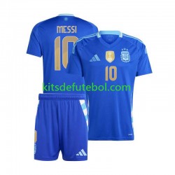 Camisola Seleção da Argentina Lionel Messi 10 Copa America Criança Equipamento alternativo 2024 Mangas Curtas