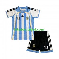 Camisola Retrô Seleção da Argentina Maradona 10 Criança Equipamento principal 2006 Mangas Curtas