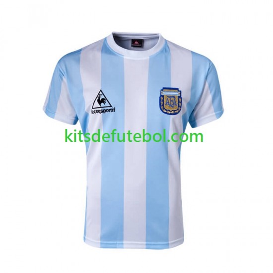 Camisola Retrô Seleção da Argentina Homem Equipamento principal 1986 Mangas Curtas