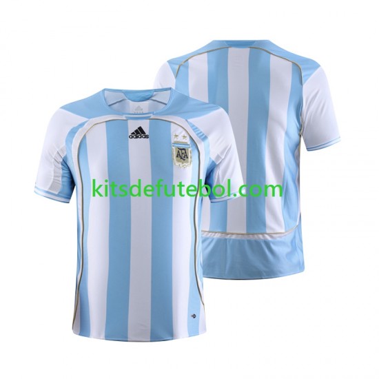 Camisola Retrô Seleção da Argentina Homem Equipamento principal 2006 Mangas Curtas