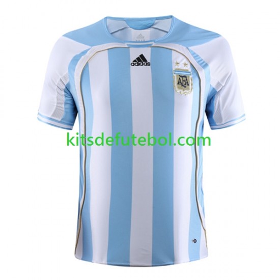 Camisola Retrô Seleção da Argentina Homem Equipamento principal 2006 Mangas Curtas