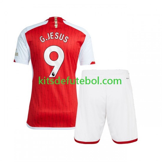 Camisola Arsenal Gabriel Jesus 9 Criança Equipamento principal 2023-2024 Mangas Curtas