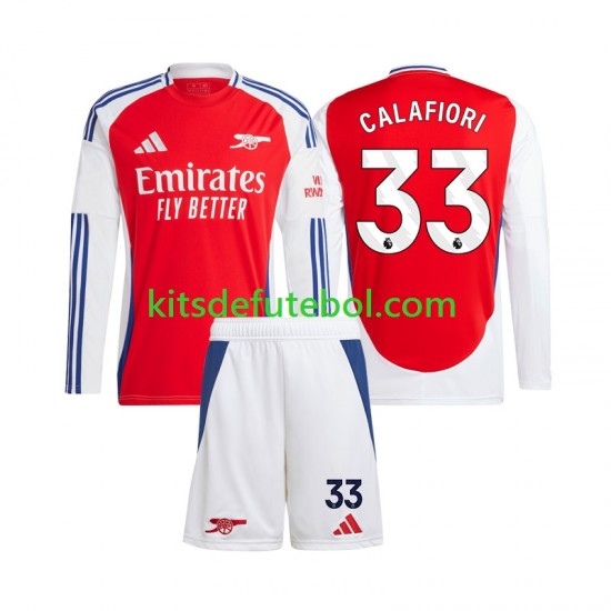Camisola Arsenal Riccardo Calafiori 33 Criança Equipamento principal 2024-2025 Mangas Compridas