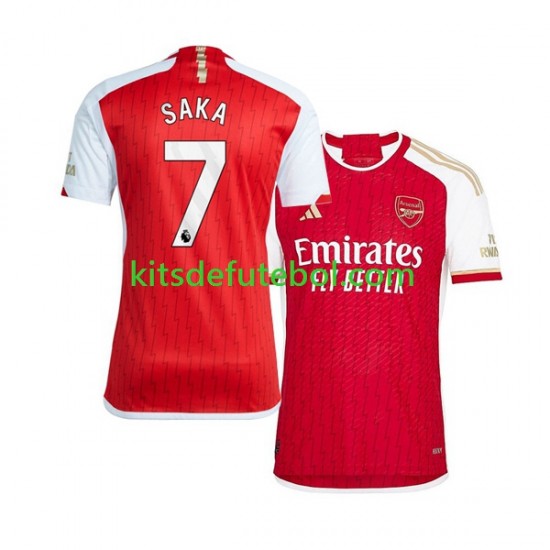 Camisola Arsenal Saka 7 Homem Equipamento principal 2023-2024 Mangas Curtas