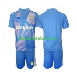 Camisola de Guarda-redes Aston Villa Azul Criança Terceiro equipamento 2024-2025 Mangas Curtas
