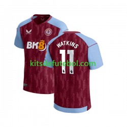 Camisola Aston Villa Ollie Watkins 11 Homem Equipamento principal 2023-2024 Mangas Curtas