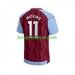 Camisola Aston Villa Ollie Watkins 11 Homem Equipamento principal 2023-2024 Mangas Curtas
