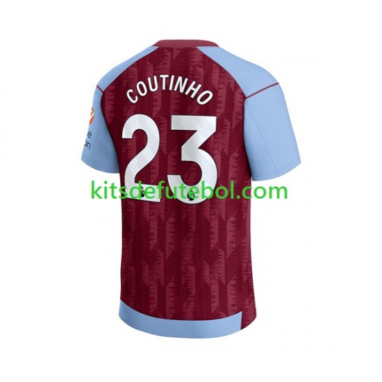 Camisola Aston Villa Philippe Coutinho 23 Homem Equipamento principal 2023-2024 Mangas Curtas