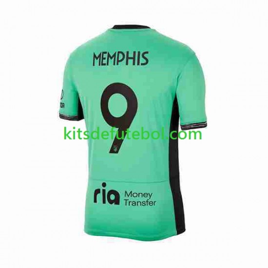 Camisola Atlético Madrid 2 Memphis Depay 9 Homem Terceiro equipamento 2023-2024 Mangas Curtas