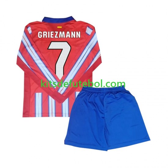 Camisola Atlético Madrid Antoine Griezmann 7 Criança Equipamento principal 2024-2025 Mangas Compridas