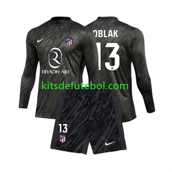 Camisola de Guarda-redes Atlético Madrid Jan Oblak 13 Criança Equipamento principal 2024-2025 Mangas Compridas