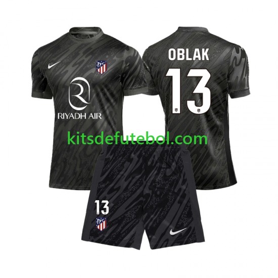 Camisola de Guarda-redes Atlético Madrid Jan Oblak 13 Criança Equipamento principal 2024-2025 Mangas Curtas