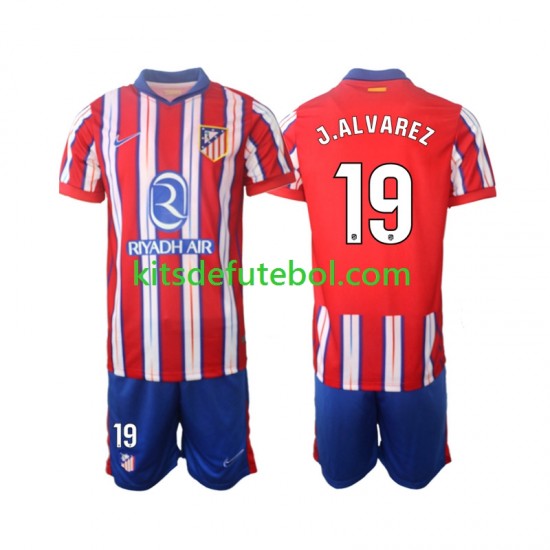 Camisola Atlético Madrid J.Alvarez 19 Criança Equipamento principal 2024-2025 Mangas Curtas