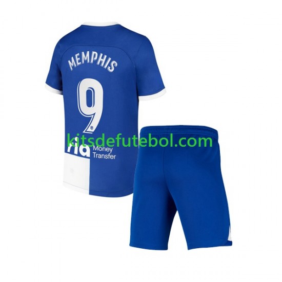 Camisola Atlético Madrid Memphis 9 120 Anniversary Criança Equipamento principal 2022-2023 Mangas Curtas