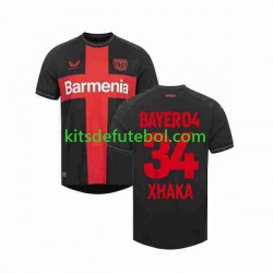 Camisola Bayer 04 Leverkusen Granit Xhaka 34 Homem Equipamento principal 2023-2024 Mangas Curtas