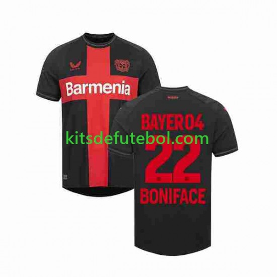 Camisola Bayer 04 Leverkusen Victor Boniface 22 Homem Equipamento principal 2023-2024 Mangas Curtas