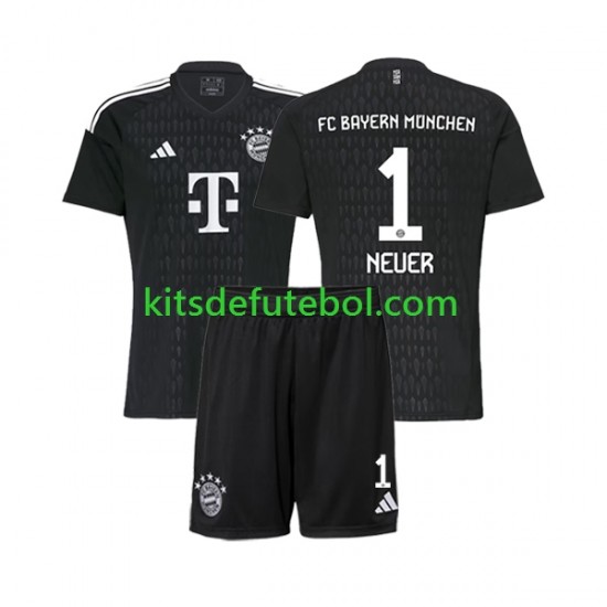 Camisola de Guarda-redes Bayern de Munique Manuel Neuer 1 Criança Equipamento principal 2023-2024 Mangas Curtas