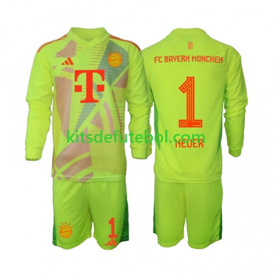 Camisola de Guarda-redes Bayern de Munique Manuel Neuer 1 Criança Equipamento principal 2024-2025 Mangas Compridas