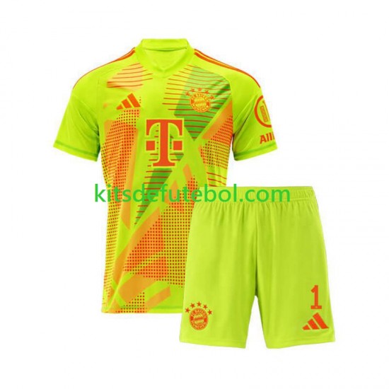Camisola de Guarda-redes Bayern de Munique Manuel Neuer 1 Criança Equipamento principal 2024-2025 Mangas Curtas