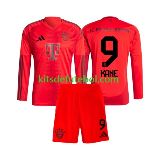 Camisola Bayern de Munique Harry Kane 9 Criança Equipamento principal 2024-2025 Mangas Compridas