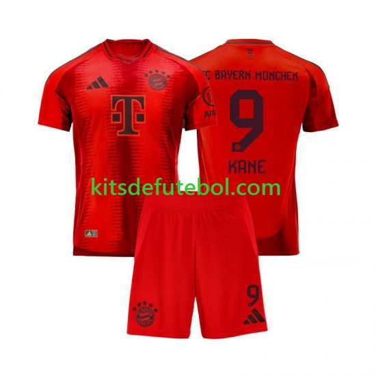 Camisola Bayern de Munique Vermelho Harry Kane 9 Criança Equipamento principal 2024-2025 Mangas Curtas