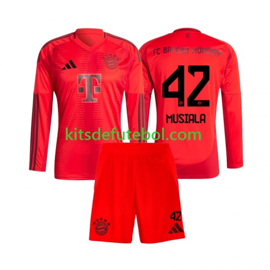 Camisola Bayern de Munique Jamal Musiala 42 Criança Equipamento principal 2024-2025 Mangas Compridas