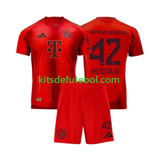 Camisola Bayern de Munique Vermelho Jamal Musiala 42 Criança Equipamento principal 2024-2025 Mangas Curtas
