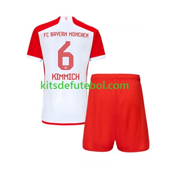 Camisola Bayern de Munique Joshua Kimmich 6 Criança Equipamento principal 2023-2024 Mangas Curtas
