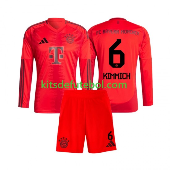 Camisola Bayern de Munique Joshua Kimmich 6 Criança Equipamento principal 2024-2025 Mangas Compridas