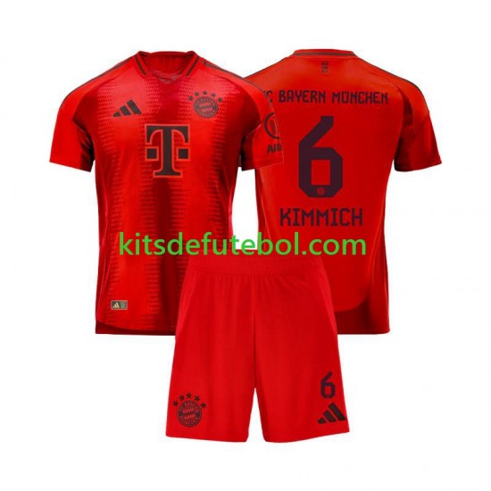 Camisola Bayern de Munique Vermelho Joshua Kimmich 6 Criança Equipamento principal 2024-2025 Mangas Curtas