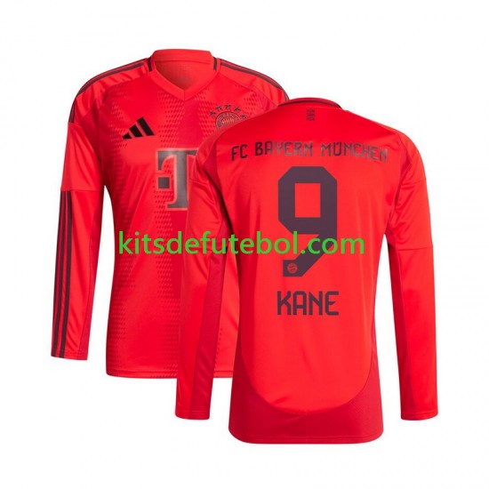 Camisola Bayern de Munique Vermelho Kane 9 Homem Equipamento principal 2024-2025 Mangas Compridas
