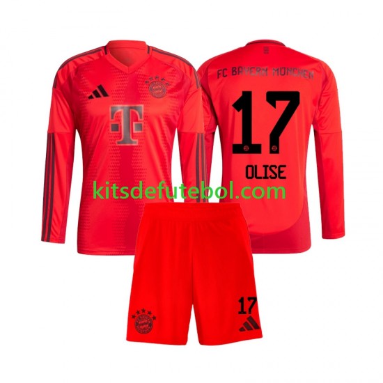 Camisola Bayern de Munique Michael Olise 17 Criança Equipamento principal 2024-2025 Mangas Compridas