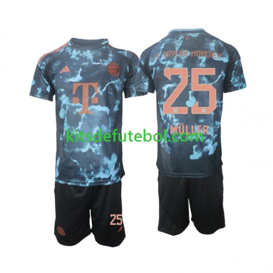 Camisola Bayern de Munique Muller 25 Criança Equipamento alternativo 2024-2025 Mangas Curtas