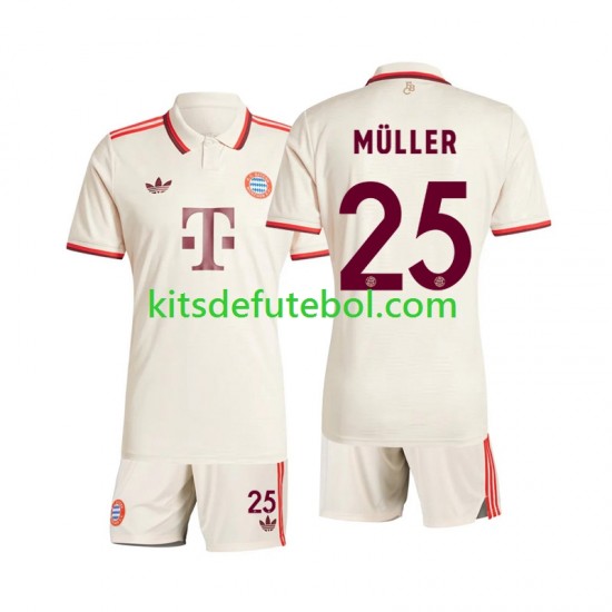 Camisola Bayern de Munique Muller 25 Criança Terceiro equipamento 2024-2025 Mangas Curtas