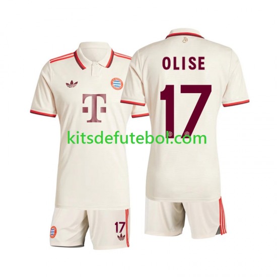 Camisola Bayern de Munique Olise 17 Criança Terceiro equipamento 2024-2025 Mangas Curtas