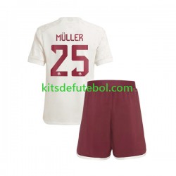 Camisola Bayern de Munique Thomas Muller 25 Criança Terceiro equipamento 2023-2024 Mangas Curtas