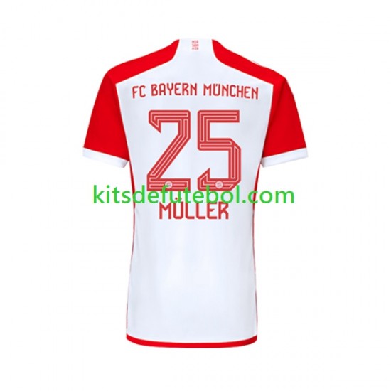 Camisola Bayern de Munique Thomas Muller 25 Homem Equipamento principal 2023-2024 Mangas Curtas