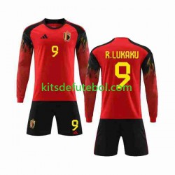 Camisola Seleção da Belga R.LUKAKU 9 Criança Equipamento principal Mundial 2022 Mangas Compridas