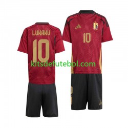 Camisola Seleção da Belga Romelu Lukaku 10 Criança Equipamento principal Europeu 2024 Mangas Curtas