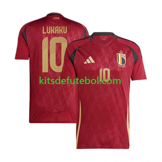 Camisola Seleção da Belga Romelu Lukaku 10 Homem Equipamento principal Europeu 2024 Mangas Curtas