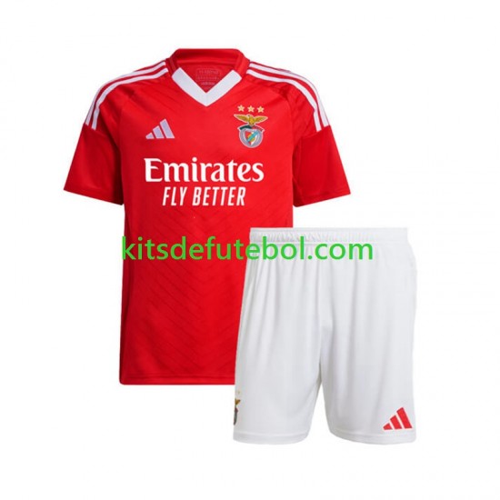 Camisola Benfica Vermelho Criança Equipamento principal 2024-2025 Mangas Curtas