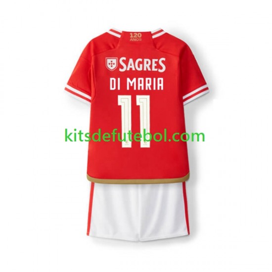 Camisola Benfica Di Maria 11 Criança Equipamento principal 2023-2024 Mangas Curtas