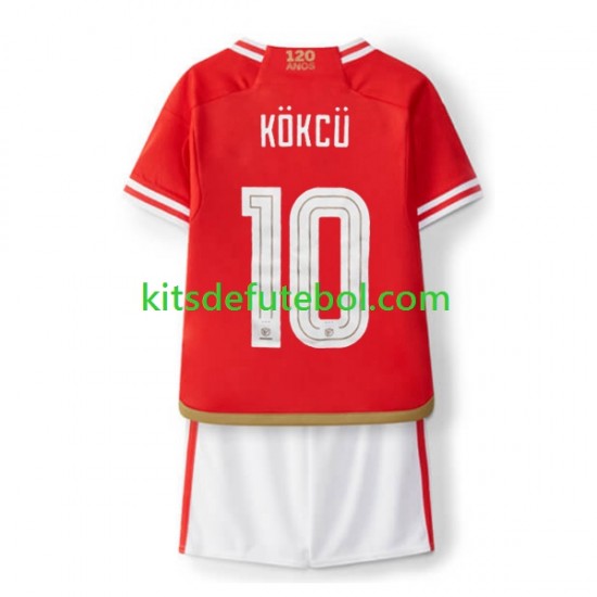 Camisola Benfica Orkun Kokcu 10 Criança Equipamento principal 2023-2024 Mangas Curtas