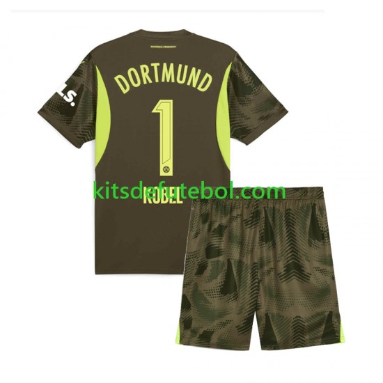 Camisola de Guarda-redes Borussia Dortmund Gregor Kobel 1 Criança Equipamento alternativo 2024-2025 Mangas Curtas