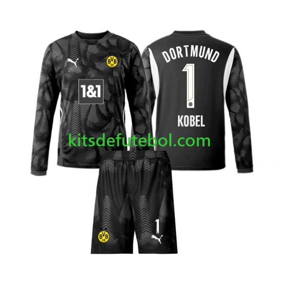 Camisola de Guarda-redes Borussia Dortmund Gregor Kobel 1 Criança Quarto equipamento 2024-2025 Mangas Compridas